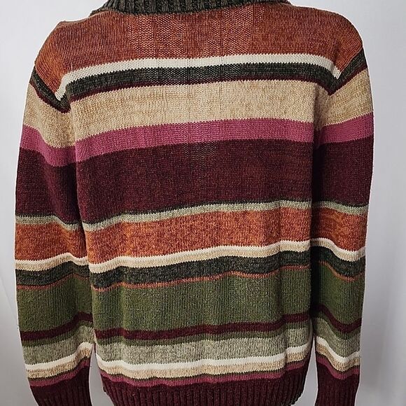 Autumn Hues Zippered Striped Cardigan Sweater Size S - Picture 7 of 7